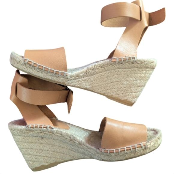 J.Crew Corsica Caramel Leather Ankle Strap Espadrille Wedge Sandals Size 7 - Picture 10 of 11